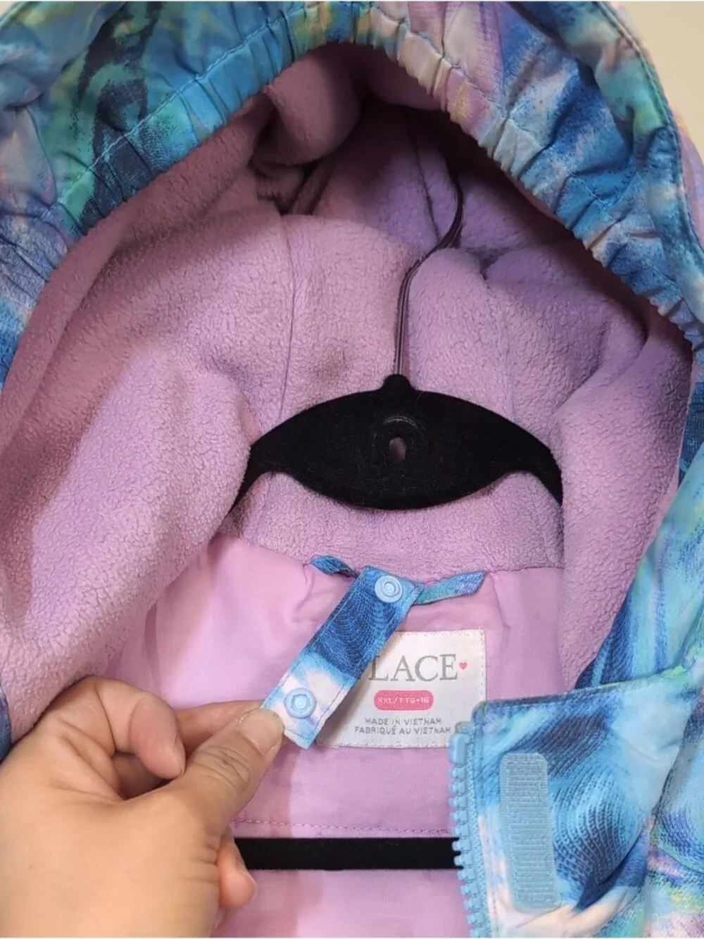 The Childrens Place Girls Winter Jacket Watercolor Swirl Blue Pink Purple XXL 16